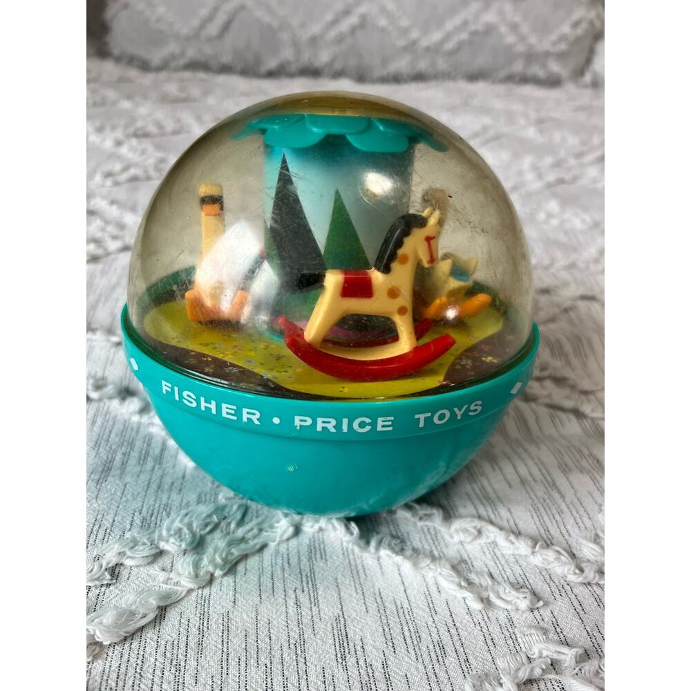 Fisher Price Roly Poly Chime Ball #165 Rocking Horse Duck Baby Toy 1966 Vintage